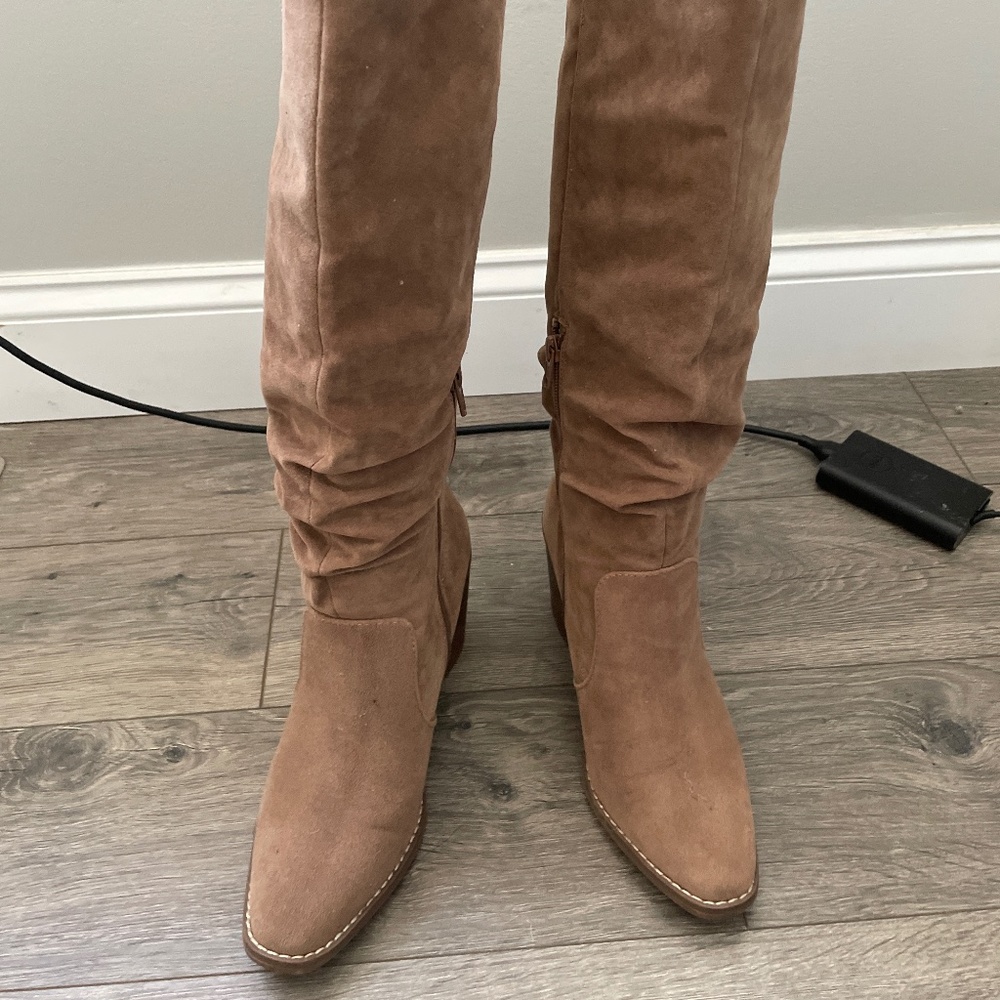 Tall over calf boots